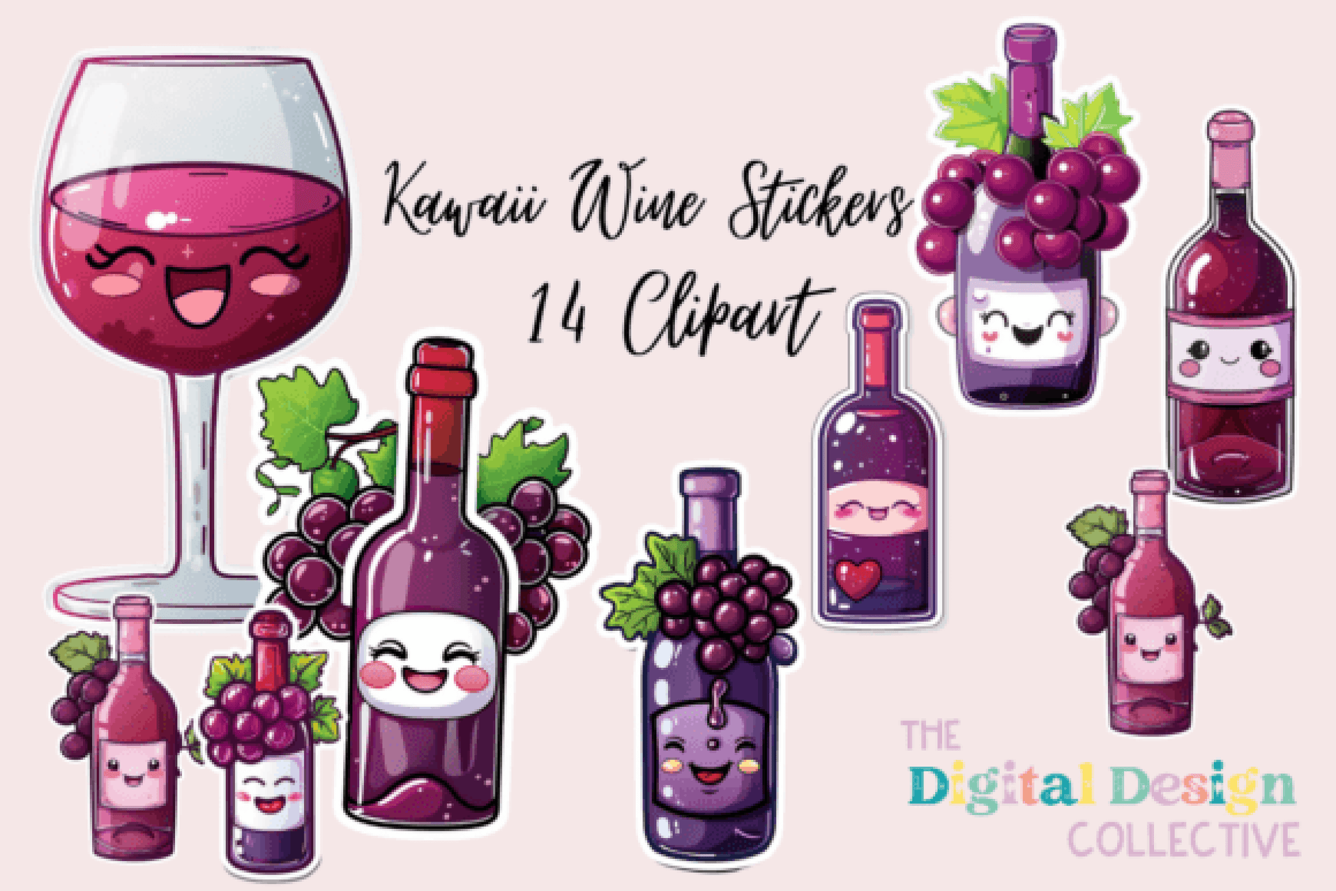 Kawaii Wine Sticker Bundle - CraftNest - Digital Crafting and Art