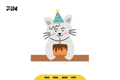 Kawaii Birthday Cat SVG Bundle - CraftNest - Digital Crafting and Art