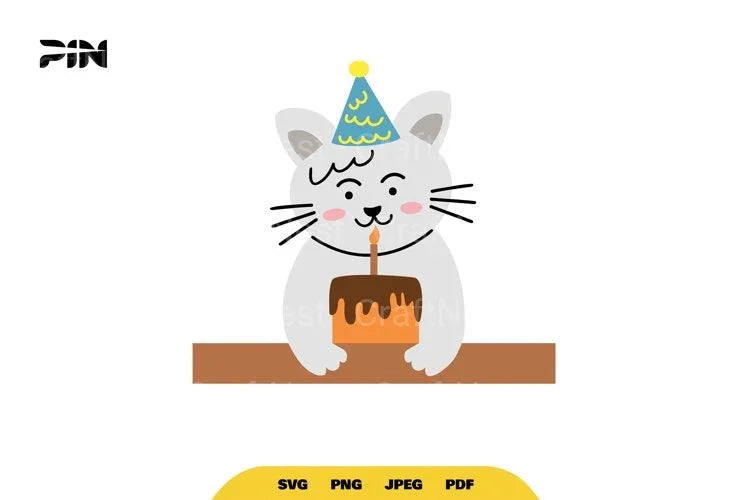 Kawaii Birthday Cat SVG Bundle - CraftNest - Digital Crafting and Art