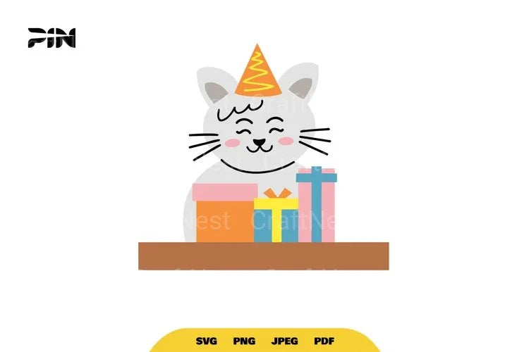Kawaii Birthday Cat SVG Bundle - CraftNest - Digital Crafting and Art