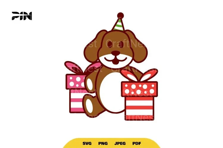 Kawaii Birthday Animal Dog SVG Bundle - CraftNest - Digital Crafting and Art