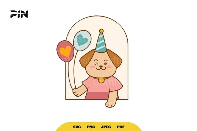Kawaii Birthday Animal Dog SVG Bundle - CraftNest - Digital Crafting and Art