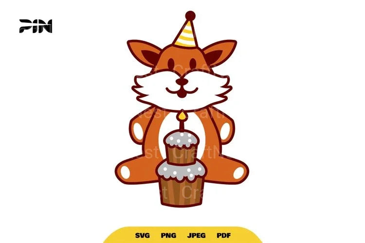 Kawaii Fox Birthday Animal SVG Bundle - CraftNest - Digital Crafting and Art