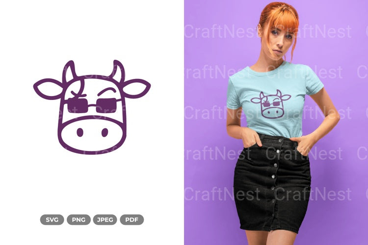 Kawaii Cool Cow Clipart Bundle - CraftNest - Digital Crafting and Art