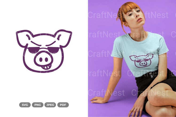 Kawaii Cool Pig Clipart Bundle - CraftNest - Digital Crafting and Art
