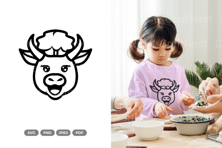 Kawaii Cow Chef Doodle Animal Clipart Bundle - CraftNest - Digital Crafting and Art