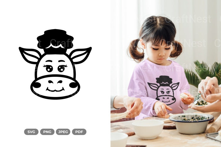 Kawaii Cow Chef Doodle Animal Clipart Bundle - CraftNest - Digital Crafting and Art