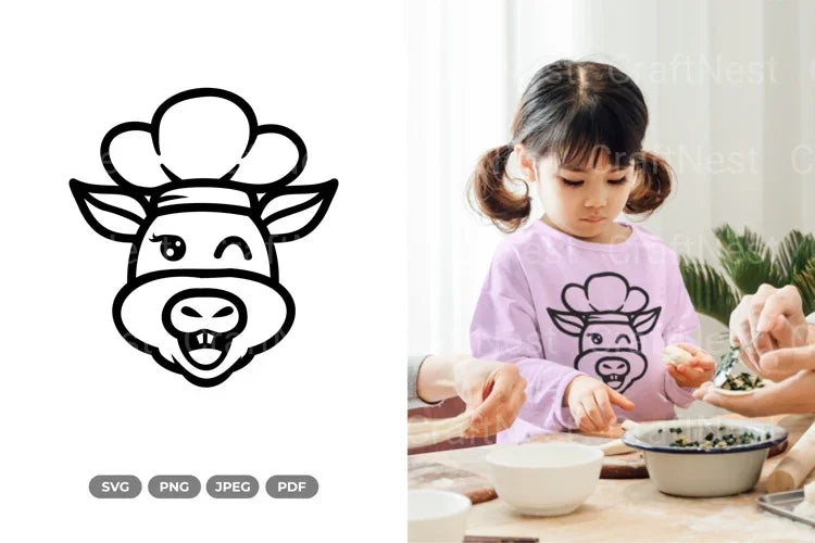 Kawaii Cow Chef Doodle Animal Clipart Bundle - CraftNest - Digital Crafting and Art
