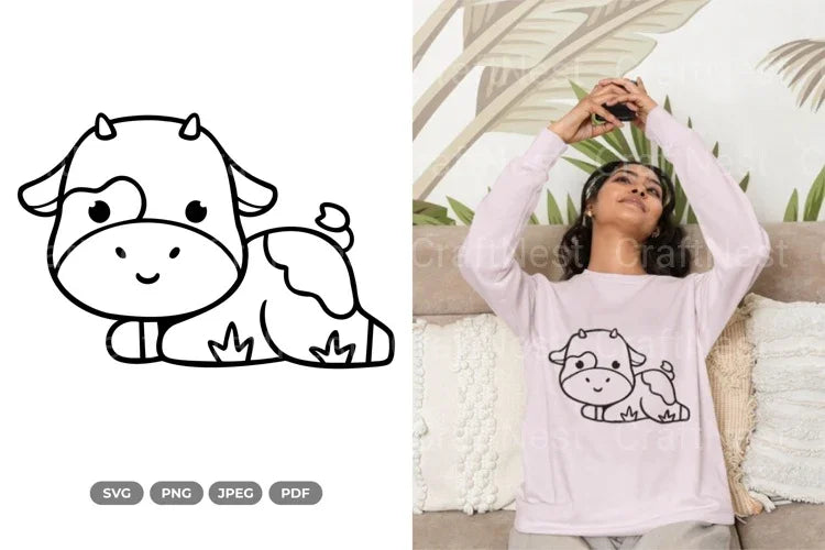 Kawaii Cow Doodle Animal Clipart Bundle - CraftNest - Digital Crafting and Art