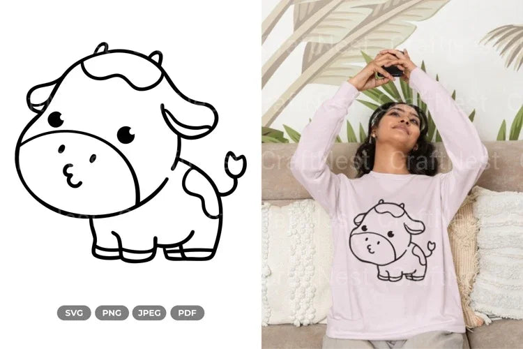 Kawaii Cow Doodle Animal Clipart Bundle - CraftNest - Digital Crafting and Art