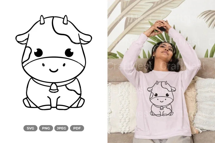 Kawaii Cow Doodle Animal Clipart Bundle - CraftNest - Digital Crafting and Art