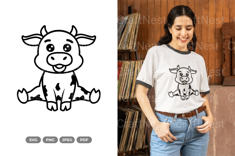 Kawaii Cow Sitting SVG Bundle - CraftNest - Digital Crafting and Art