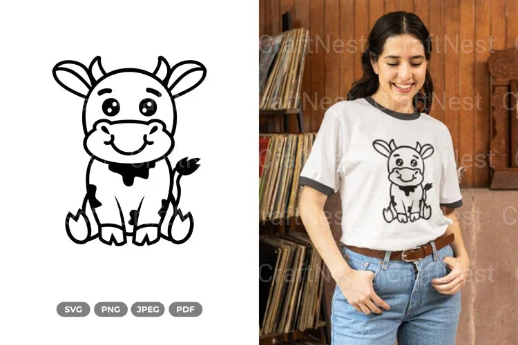 Kawaii Cow Sitting SVG Bundle - CraftNest - Digital Crafting and Art