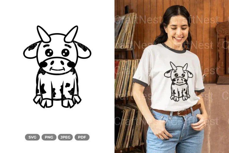 Kawaii Cow Sitting SVG Bundle - CraftNest - Digital Crafting and Art