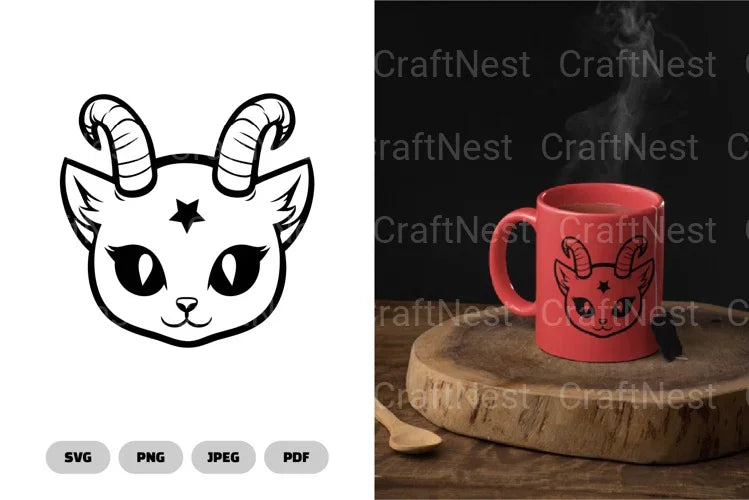 Kawaii Demon Cat Cute SVG Bundle - CraftNest - Digital Crafting and Art