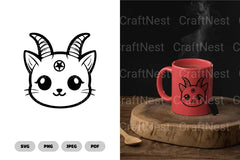 Kawaii Demon Cat Cute SVG Bundle - CraftNest - Digital Crafting and Art