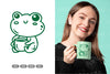 Kawaii Frog Drinking Coffee Cute Clipart Bundle