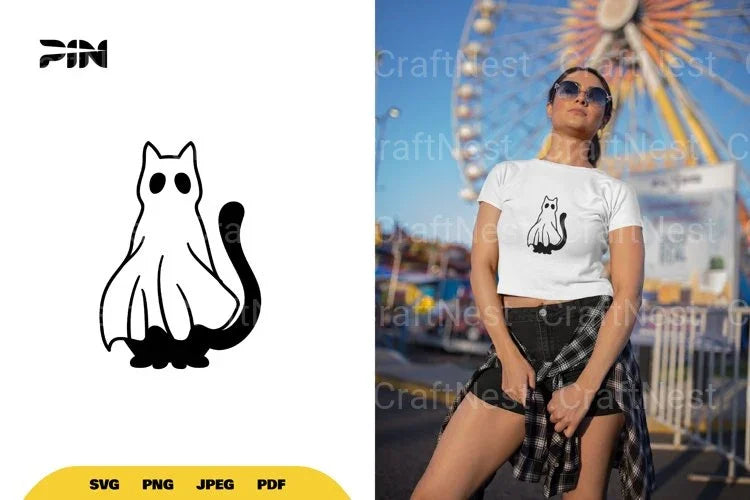 Kawaii Ghost Cat Halloween SVG Bundle - CraftNest - Digital Crafting and Art
