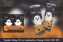 Kawaii Ghost Tumbler Wrap - CraftNest - Digital Crafting and Art
