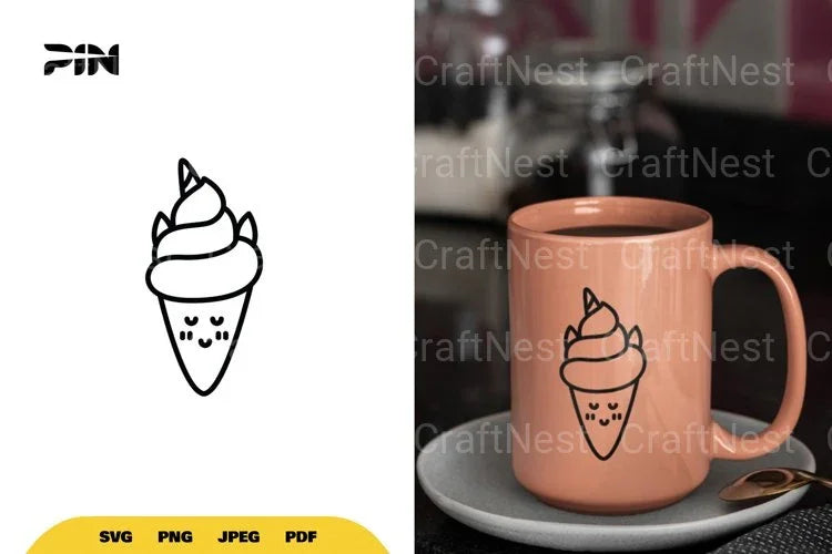 Kawaii Ice Cream Unicorn - CraftNest - Digital Crafting and Art