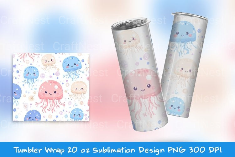 Kawaii Jellyfish Tumbler Wrap - CraftNest - Digital Crafting and Art