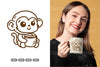 Kawaii Monkey Drinking Coffee Clipart Bundle