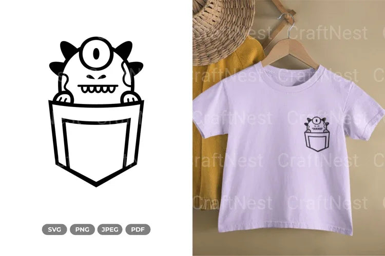 Kawaii Monster Pocket Clipart Bundle - CraftNest - Digital Crafting and Art