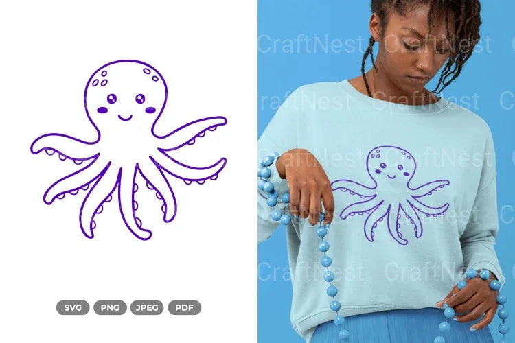 Kawaii Octopus Sea Animal SVG Bundle - CraftNest - Digital Crafting and Art