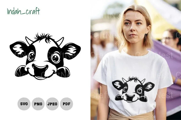 Kawaii Peeking Cow SVG Bundle - CraftNest - Digital Crafting and Art