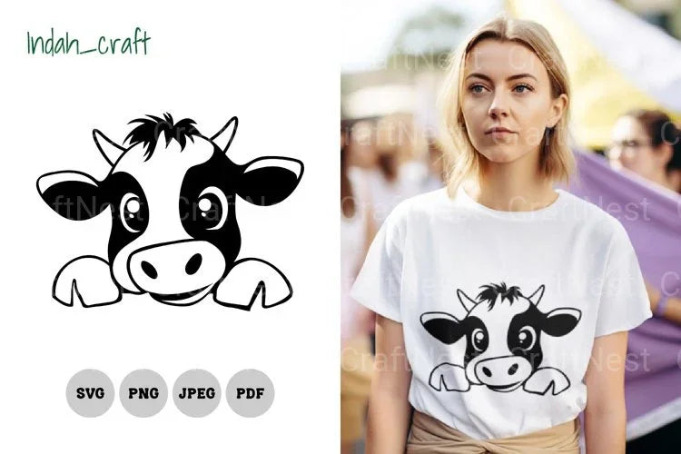 Kawaii Peeking Cow SVG Bundle - CraftNest - Digital Crafting and Art