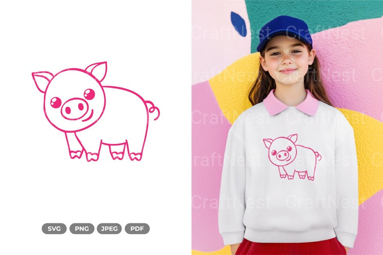 Kawaii Pig Farm Animal Clipart Bundle - CraftNest - Digital Crafting and Art