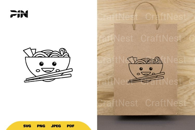 Kawaii Ramen Bowl SVG Bundle - CraftNest - Digital Crafting and Art