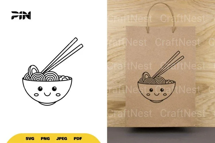 Kawaii Ramen Bowl SVG Bundle - CraftNest - Digital Crafting and Art