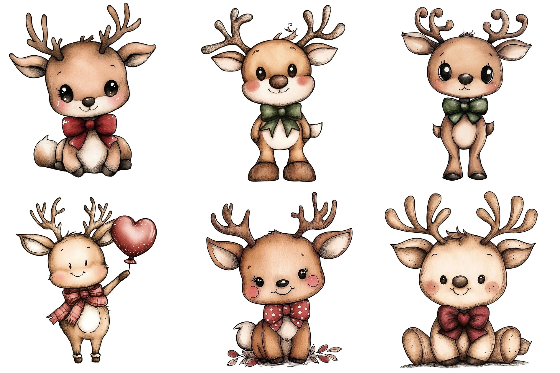 Kawaii Reindeer Bow Clipart Bundle - CraftNest - Digital Crafting and Art