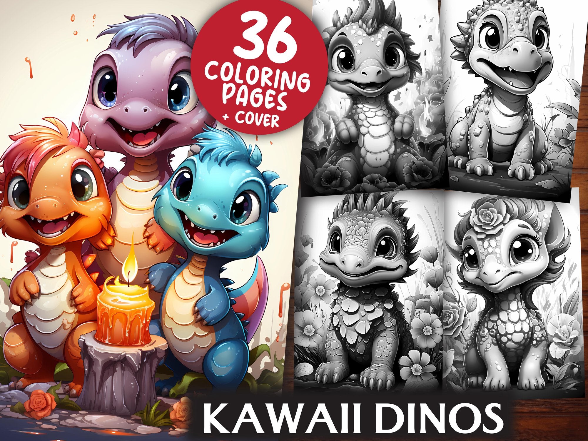Kawaii Dinos Coloring Books - CraftNest