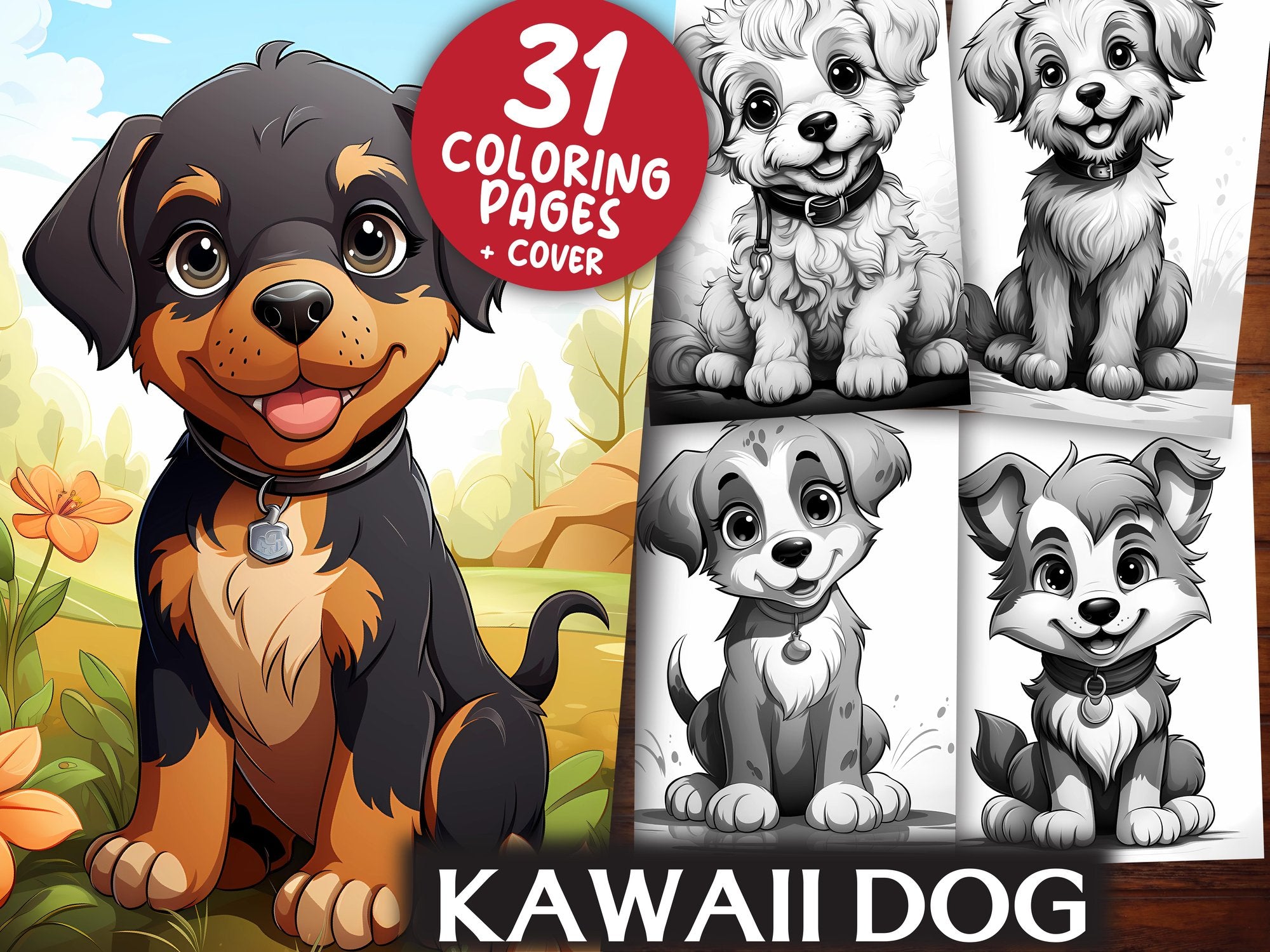 Kawaii Dog Coloring Books - CraftNest