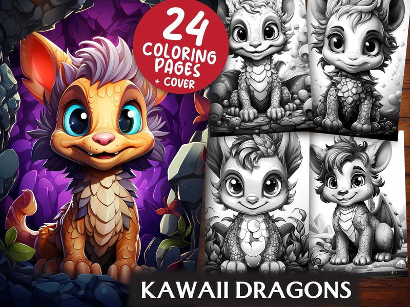 Kawaii Dragons Coloring Books - CraftNest