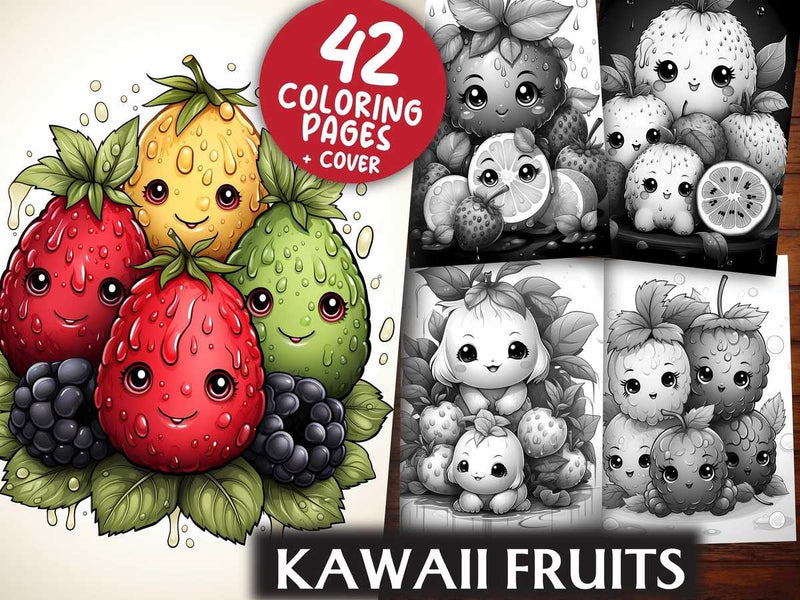 Kawaii Fruits Coloring Books - CraftNest