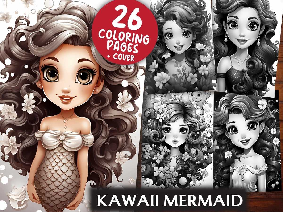 Kawaii Mermaid Coloring Books - CraftNest