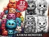 Kawaii Monsters Malbücher ausfärben