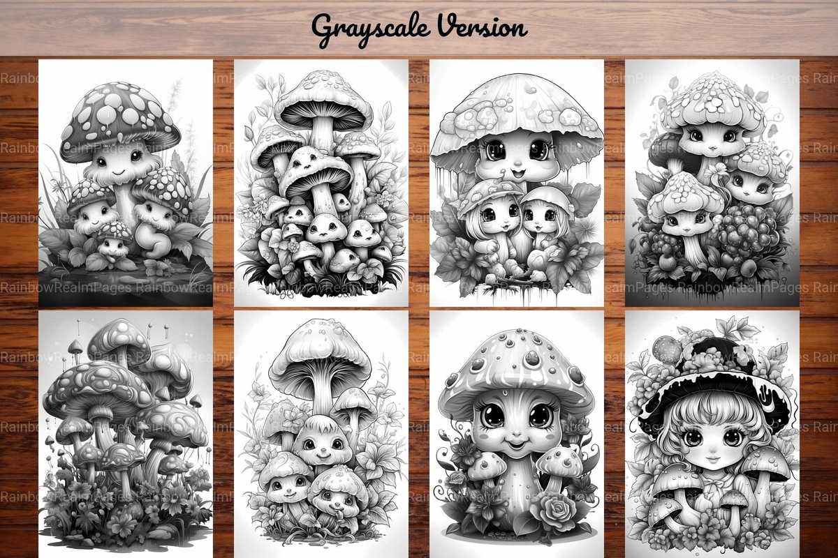 Kawaii Mushrooms Coloring Books - CraftNest - Digital Crafting and Art