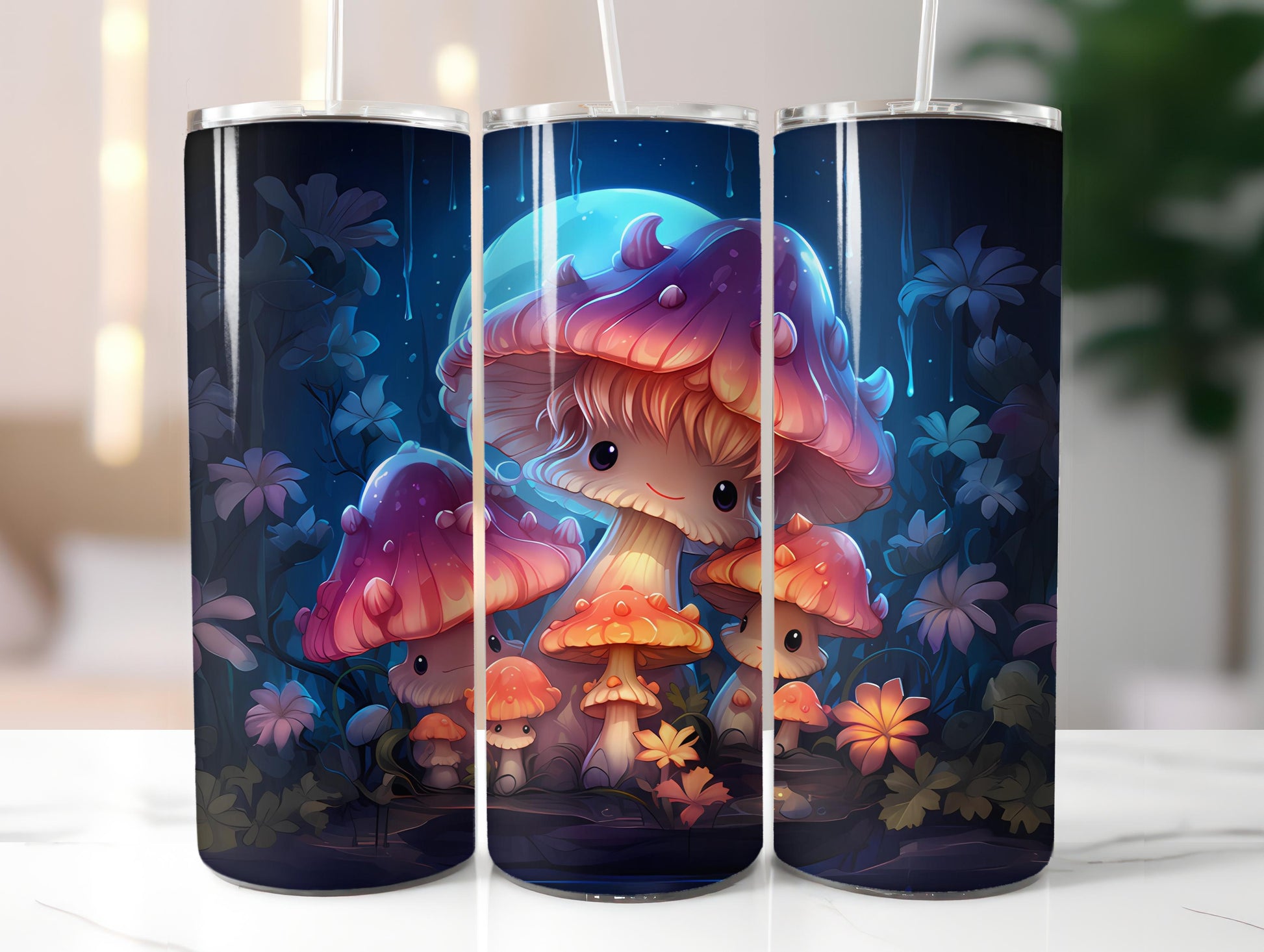 Kawaii Mushrooms 4 Tumbler Wrap - CraftNest