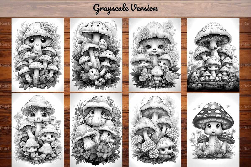 Kawaii Mushrooms Coloring Books - CraftNest - Digital Crafting and Art