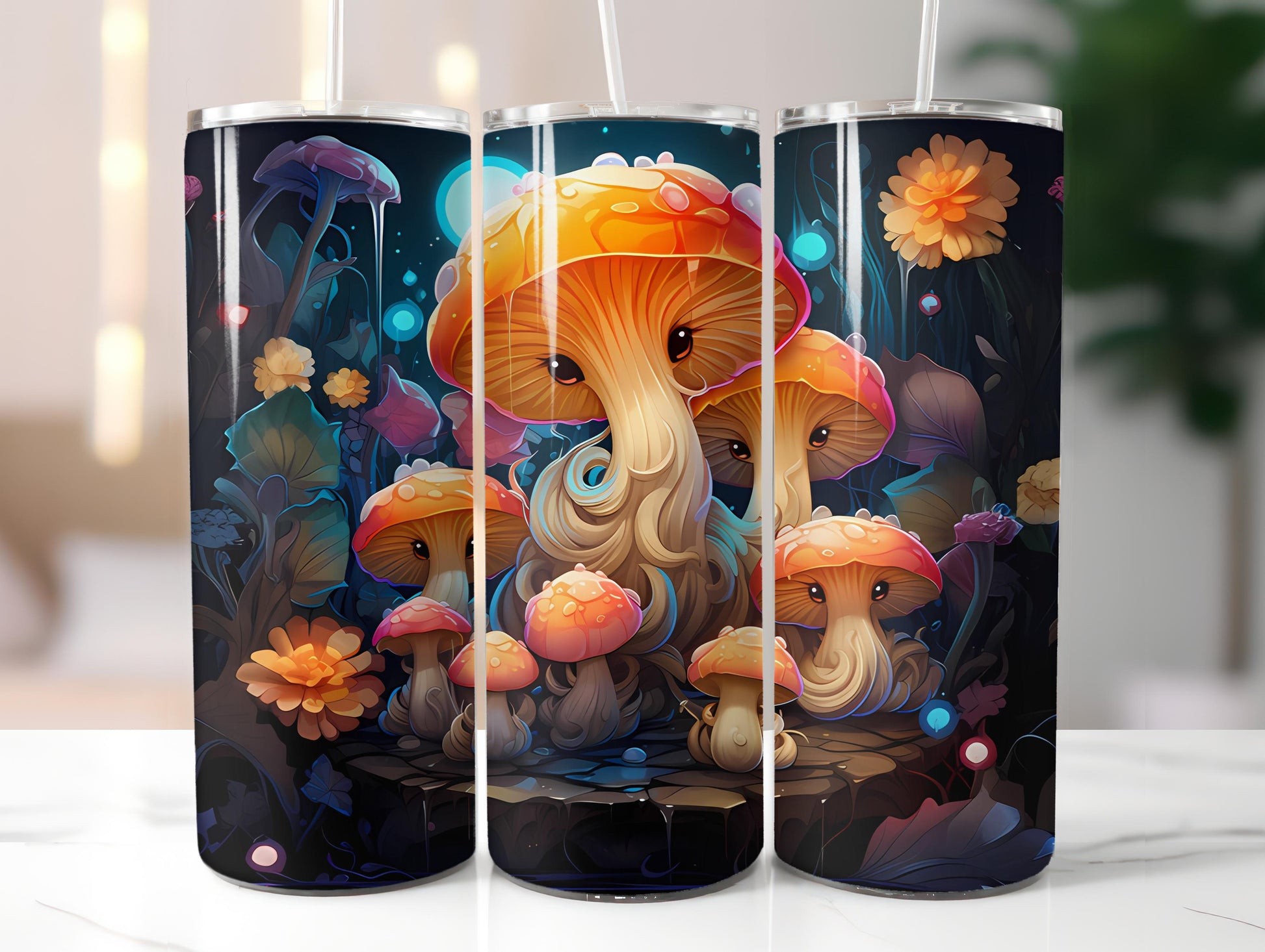 Kawaii Mushrooms 4 Tumbler Wrap - CraftNest