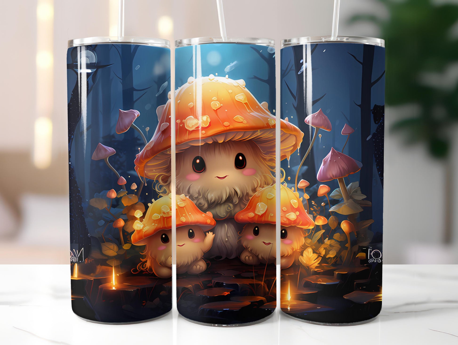 Kawaii Mushrooms 4 Tumbler Wrap - CraftNest