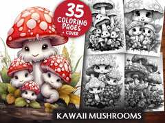 Kawaii Mushrooms Coloring Books - CraftNest - Digital Crafting and Art