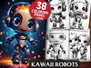 Kawaii Robots Coloring Books