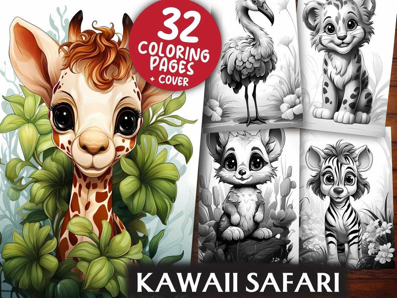 Kawaii Safari Coloring Books - CraftNest