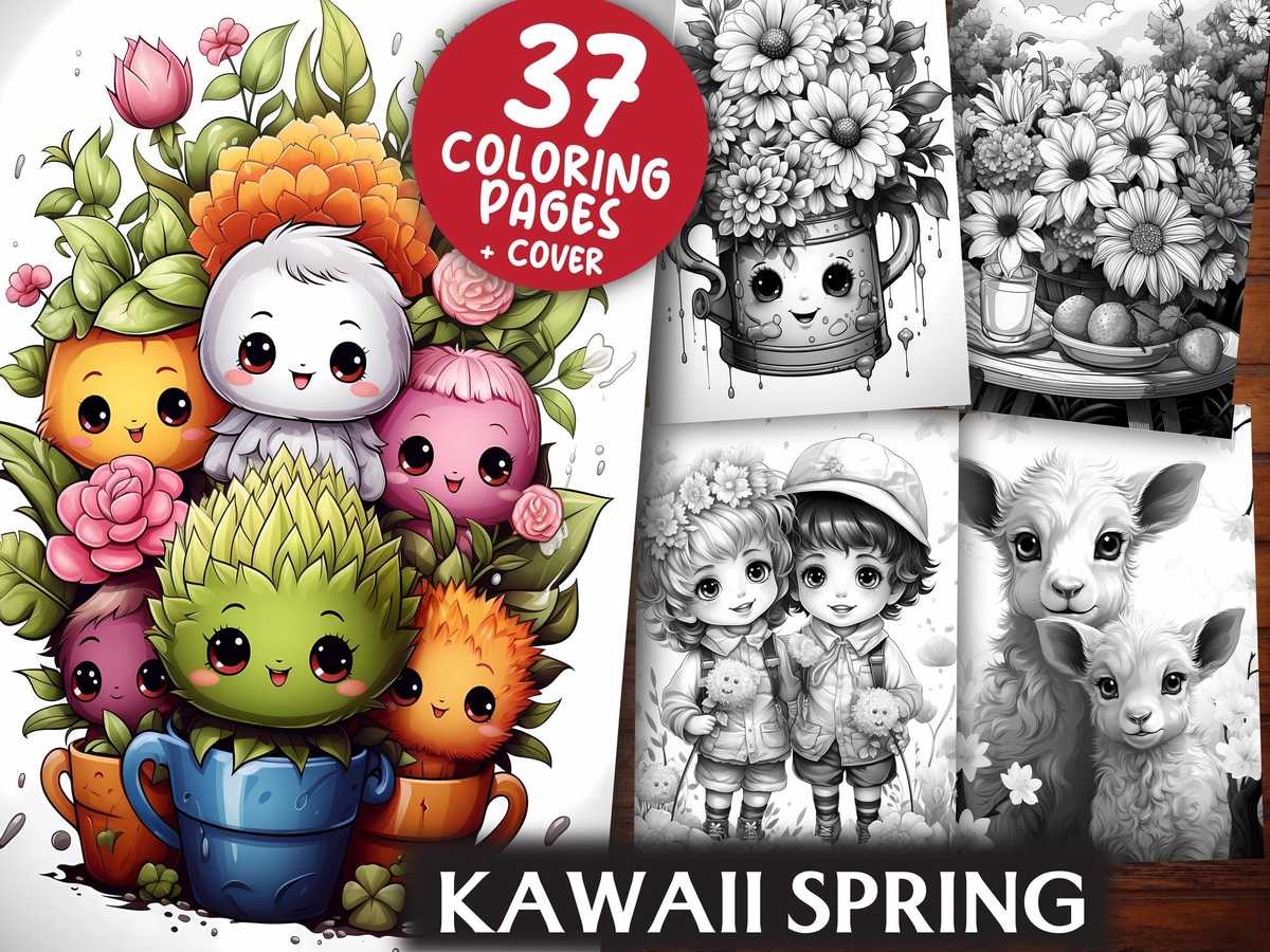 Kawaii Spring Coloring Books - CraftNest