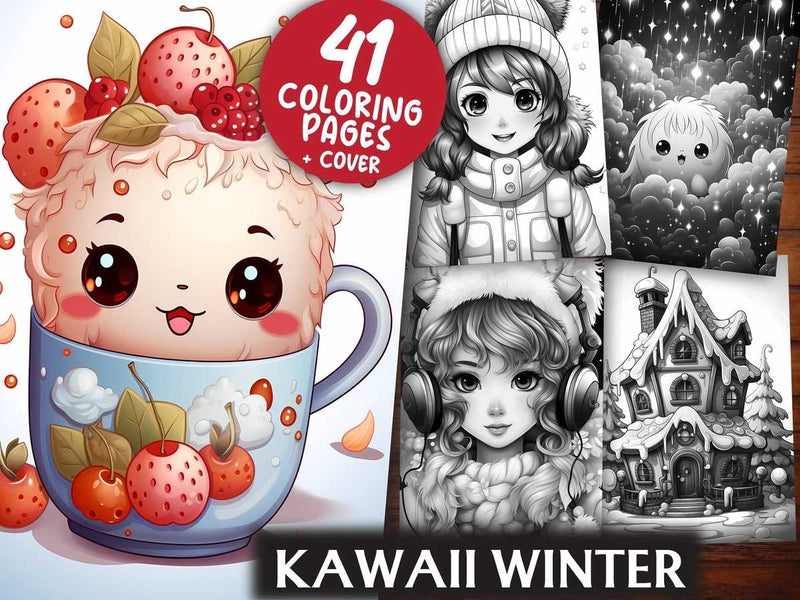 Kawaii Winter Coloring Books - CraftNest